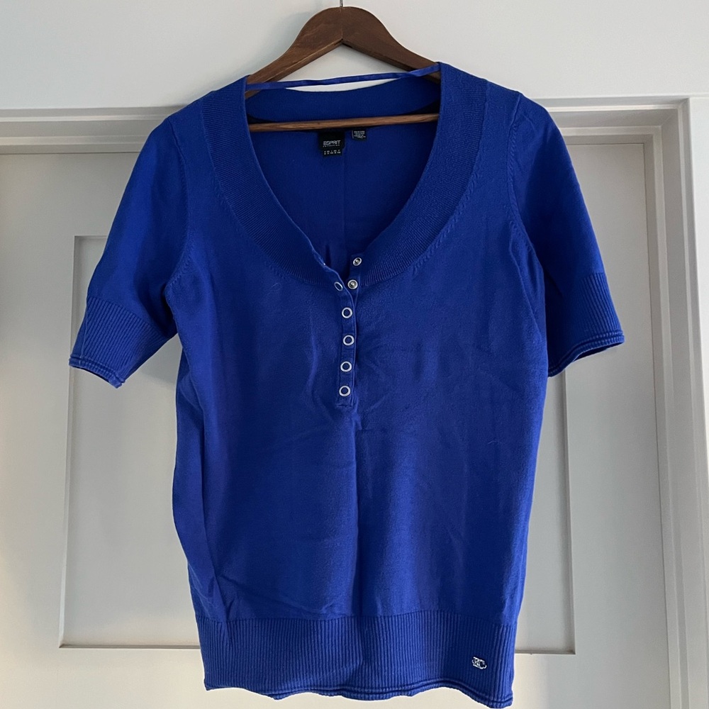 Esprit Royal Blue Button-Down Knit Top